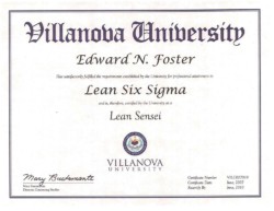 Certified Lean Sensei, Villanova University Certified Lean Sensei, Villanova University