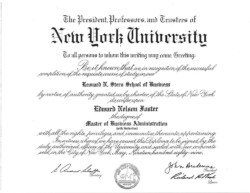 Master of Business Administration (MBA), Finance, New York University (NYU) Master of Business Administration (MBA), Finance, New York University (NYU)