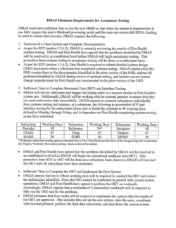 Write-up Describing DMAS Requirements for Acceptance Testing Write-up Describing DMAS Requirements for Acceptance Testing
