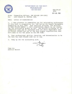 Letter of Commendation from Commanding Officer