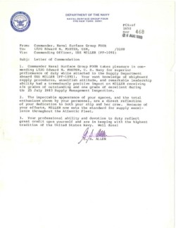 Letter of Commendation from Surface Group Commodore