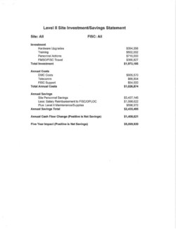 Systems Replacement Cost Savings - Site Summary Systems Replacement Cost Savings - Site Summary