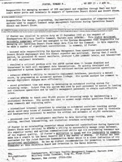 Evaluation from Desert Shield/Desert Storm Service