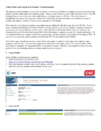 Directions for Using WebEx to do Remote Troubleshooting, page 1 Directions for Using WebEx to do Remote Troubleshooting, page 1